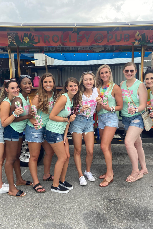 Trolley pub party bike through st. pete with bar+mural stops the social element and guide experience