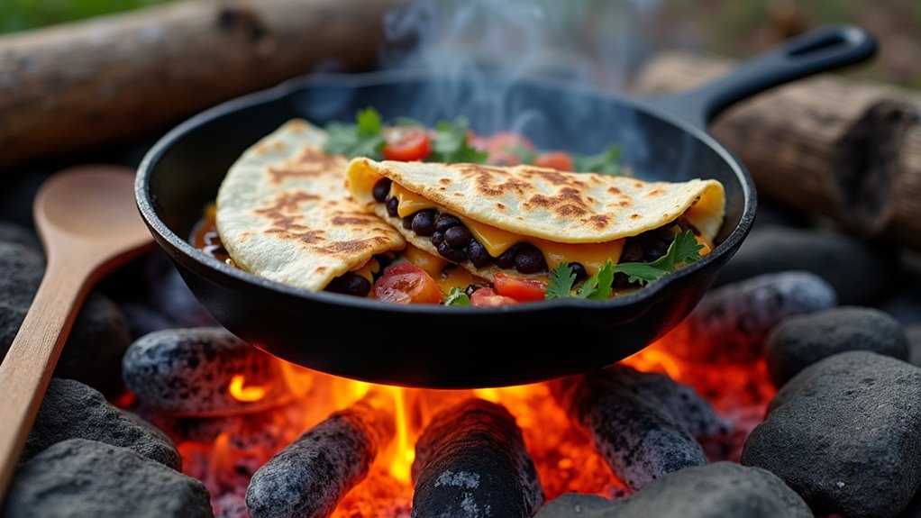 campfire black bean quesadillas