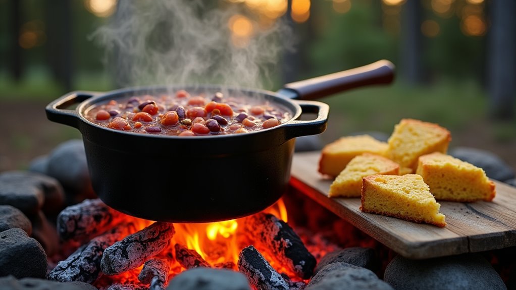 campfire chili with cornbread