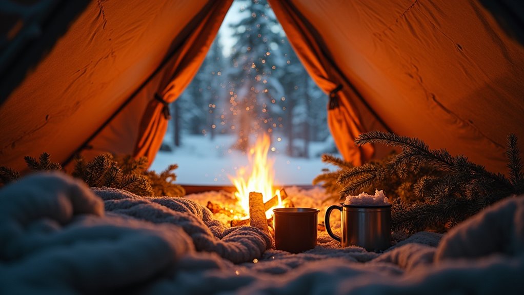 cozy winter camping experience