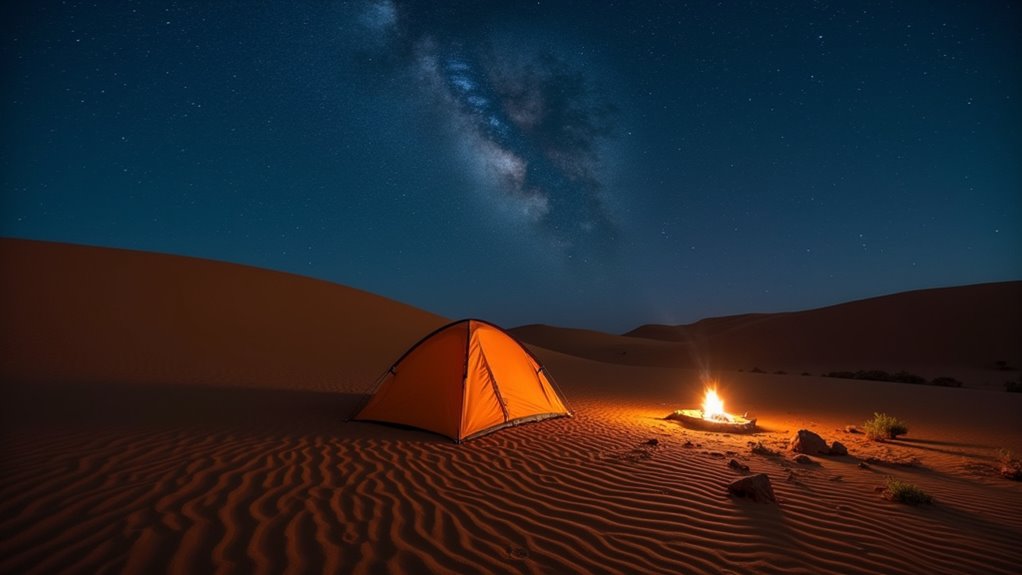 desert camping with starry skies