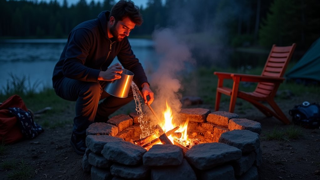 extinguish fire thoroughly safely