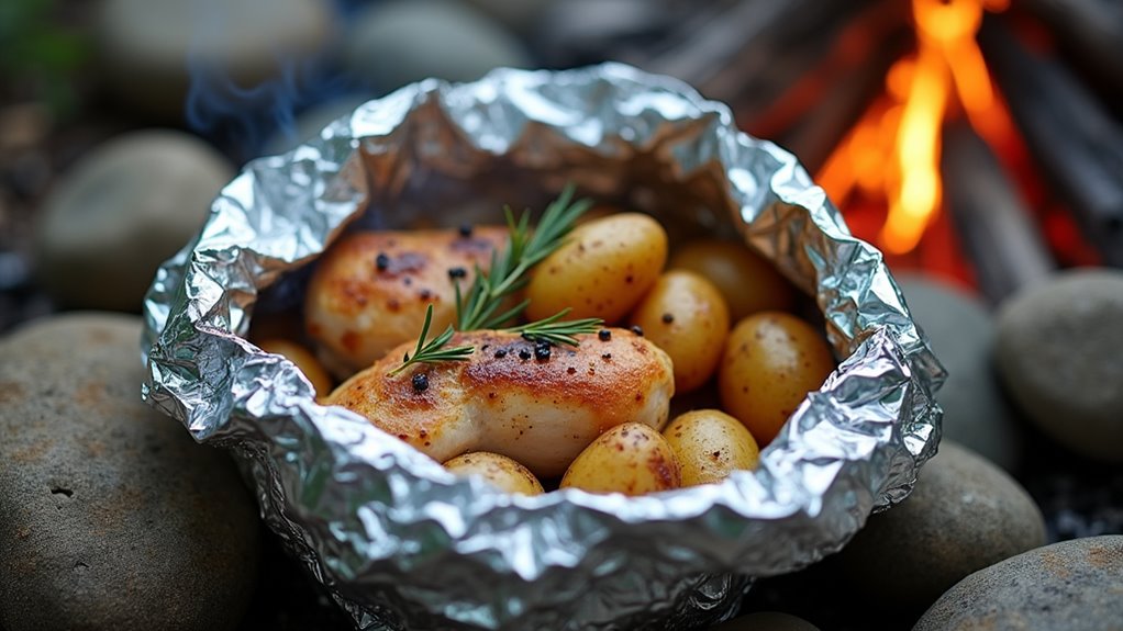 foil cooked chicken and potatoes