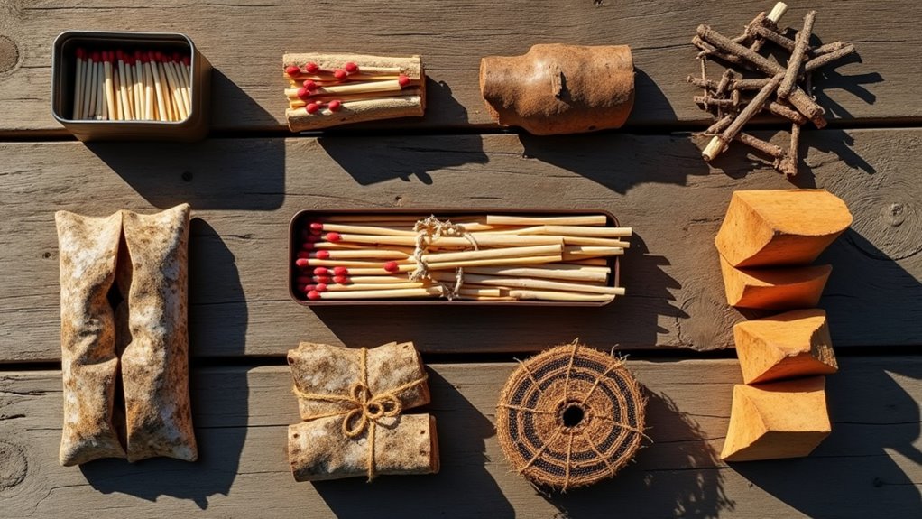 organized fire starting supplies
