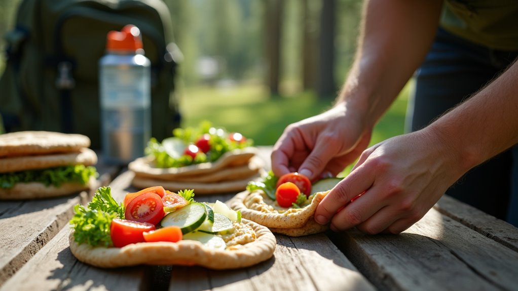 portable veggie hummus pockets