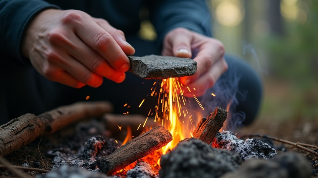striking sparks with flint