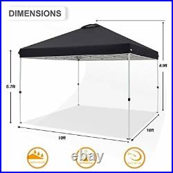 10X10FT Easy Pop Up Canopy Tent Instant Shelter with Wheeled Bag Black
