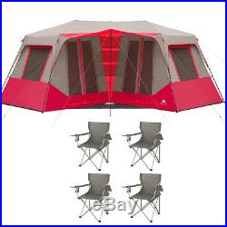 10 Person Instant Cabin Tent XL Family Shelter & 4 Chairs Outdoor Camping Hiking