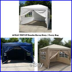10'X10'EZ POP UP Tent Gazebo Wedding Party Folding Tent Canopy Shelter With4 Sides