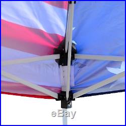 10'X10' Pop-Up Canopy Shelter Party Tent Mesh Walls American Flag Patio Outdoor