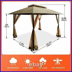 10'x13' Gazebos for Patios Dual Roof Gazebo with 10'X13' with Top Screen