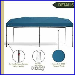 10'x20' Pop-Up Canopy & Instant Shelter, Easy One Person Setup, Water & Blue