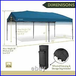 10'x20' Pop-Up Canopy & Instant Shelter, Easy One Person Setup, Water & Blue