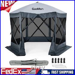 10' x 10' Camping Gazebo Pop Up Outdoor Canopy Screen Tent 6 Sided Sun Shelter