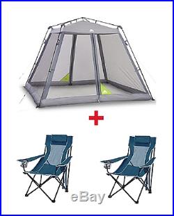 10' x 10' Instant Screen Canopy With 2 Lounge Chairs Outdoor Camping Hiking Tent