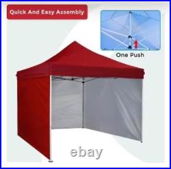 10' x 10' Pop-Up Canopy Tent with 4 Sidewalls, Red