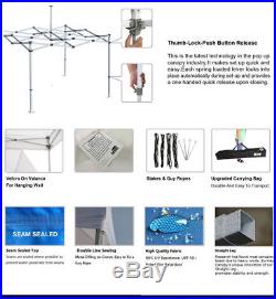 10x10 Ez Pop Up Canopy Instant Vendor Commercial Patio Gazebo Tent +4 Side Walls