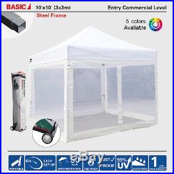 10x10 Ez Pop Up Canopy Outdoor Tent WithEnclosure Mesh Sidewalls Mosquito Netting
