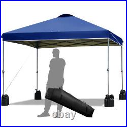 10x10 FT Pop up Canopy Tent Wheeled Carry Bag 4 Canopy Sand Bag Blue
