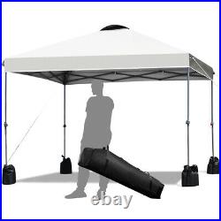10x10 FT Pop up Canopy Tent Wheeled Carry Bag 4 Canopy Sand Bag White