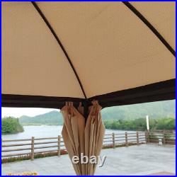 10x10 Ft Outdoor Patio Garden Gazebo Canopy Shading Gazebo Tent With Curtains