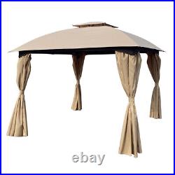 10x10 Ft Outdoor Patio Garden Gazebo Canopy Shading Gazebo Tent With Curtains