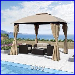 10x10 Ft Patio Garden Gazebo Canopy Shading Gazebo Tent With Curtains Outdoor