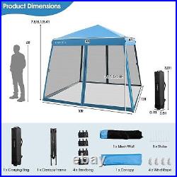 10x10 Ft Pop Up Canopy with Netting Slanted Leg Outdoor Canopy with Roller