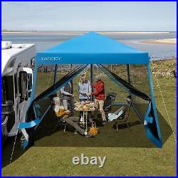 10x10 Ft Pop Up Canopy with Netting Slanted Leg Outdoor Canopy with Roller