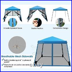 10x10 Ft Pop Up Canopy with Netting Slanted Leg Outdoor Canopy with Roller