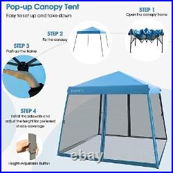 10x10 Ft Pop Up Canopy with Netting Slanted Leg Outdoor Canopy with Roller