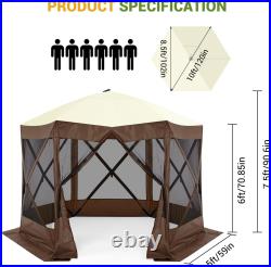 10x10 Ft Pop Up Gazebo with Mosquito Netting Porch Canopy 12x12ft Screen Tent US