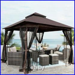 10x10 Outdoor Patio Gazebo Canopy Tent With Ventilated Double Roof Mosquito net