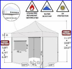 10x10 Outdoor Waterproof Tent EZ Pop Up Canopy Gazebo with4 Zipper Side Walls