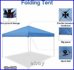 10x10 Pop Up Canopy Tent Height Adjustable Sun Beach Shelter Waterproof Foldable