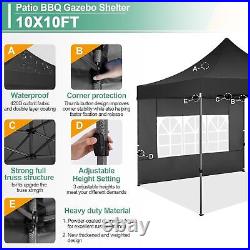 10x10 Pop Up Canopy Tent with 4 sidewalls Commercial Heavy Duty Canopy UPF