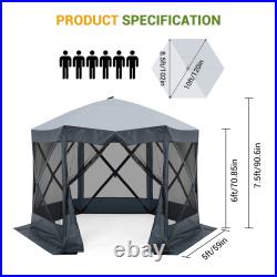10x10 ft / 12x12 ft Camping Gazebo Pop Up Canopy with Mesh Windows & Carry Bag