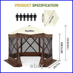 10x10ft / 12 x12ft Camping Gazebo Pop Up Canopy Screen Tent 6 Sided Sun Shelter