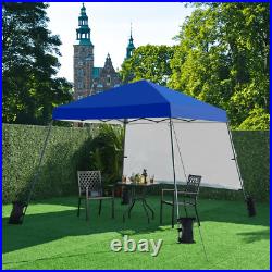 10x10ft Pop-Up Canopy with Sun Shade Wall Blue Outdoor Beach Shelter Patio