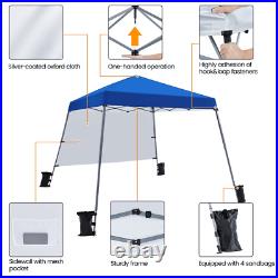 10x10ft Pop-Up Canopy with Sun Shade Wall Blue Outdoor Beach Shelter Patio