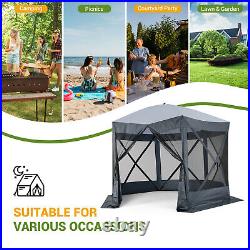 10x12 ft Pop-Up Gazebo Screen Tent, 6 Sided Instant Outdoor Canopy Sun Shelter US