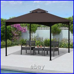 11x11 Ft Outdoor Patio Square Steel Gazebo Canopy With Double Roof for Lawn