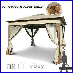 11x 11Ft Pop Up Gazebo Canopy With Removable Zipper Netting For Patio Backyard