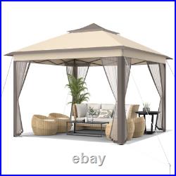 11x 11 Ft 2-Tier Pop-Up Gazebo Tent Portable Canopy Patio Shelter Carry Bag Mesh