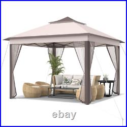 11x 11 Ft 2-Tier Pop-Up Gazebo Tent Portable Canopy Patio Shelter Carry Bag Mesh