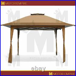 13'x13' Auto extension Push Up Gazebo Canopy Shelter Tan Height Adjustable