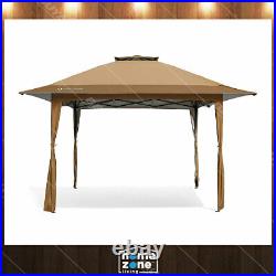 13'x13' Auto extension Push Up Gazebo Shelter Canopy Height Adjustable Tan
