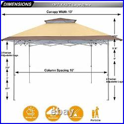 13x13 Canopy Tent Instant Shelter Pop Up Canopy 169sq. Ft Outdoor Sun Shade Beige
