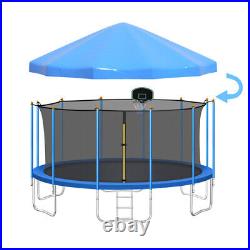 16 FT Trampoline Canopy Tent Shade Cover with Frame, 12 Poles