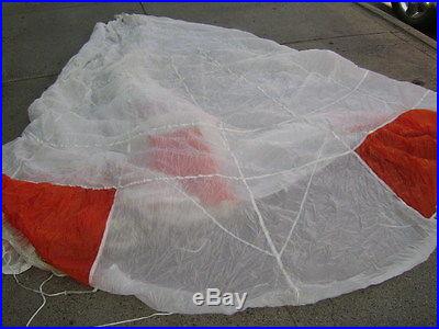 24' Diameter White and Orange Circular Parachute Canopy (No Holes/Lines)